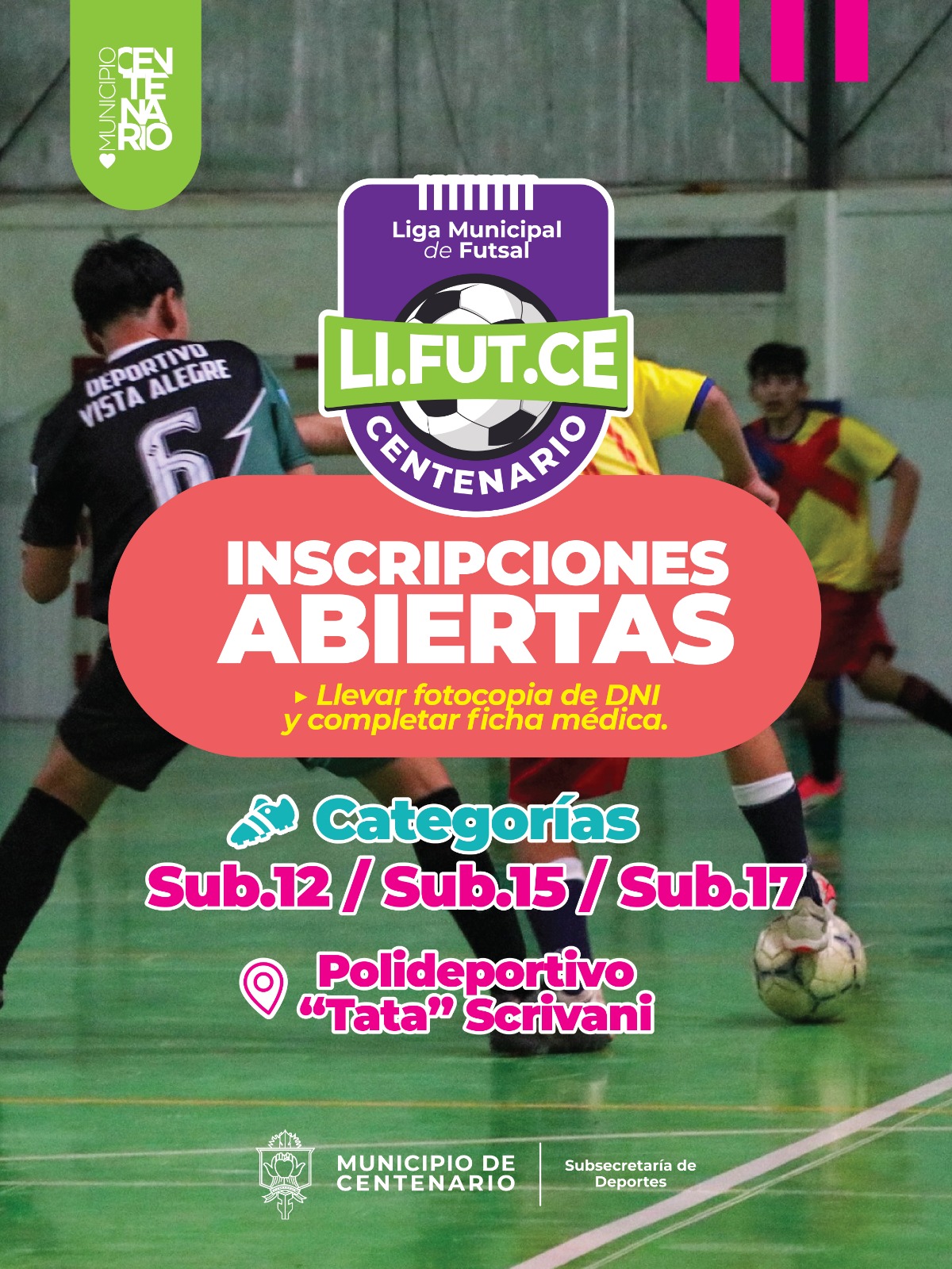 Imagen de INSCRIPCIONES ABIERTAS PARA EL FÚTBOL DE SALÓN EN CENTENARIO