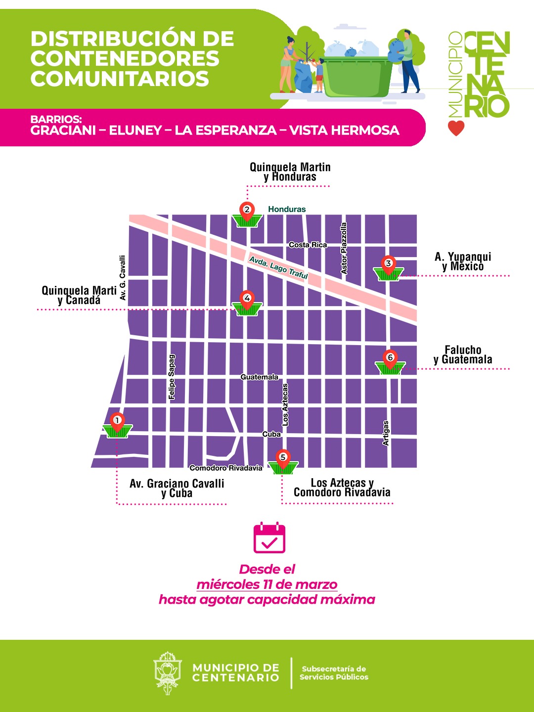 Imagen de LOS CONTENEDORES COMUNITARIOS DESDE HOY ESTARÁN EN LOS BARRIOS GRACIANI, ELUNEY, LA ESPERANZA Y VISTA HERMOSA