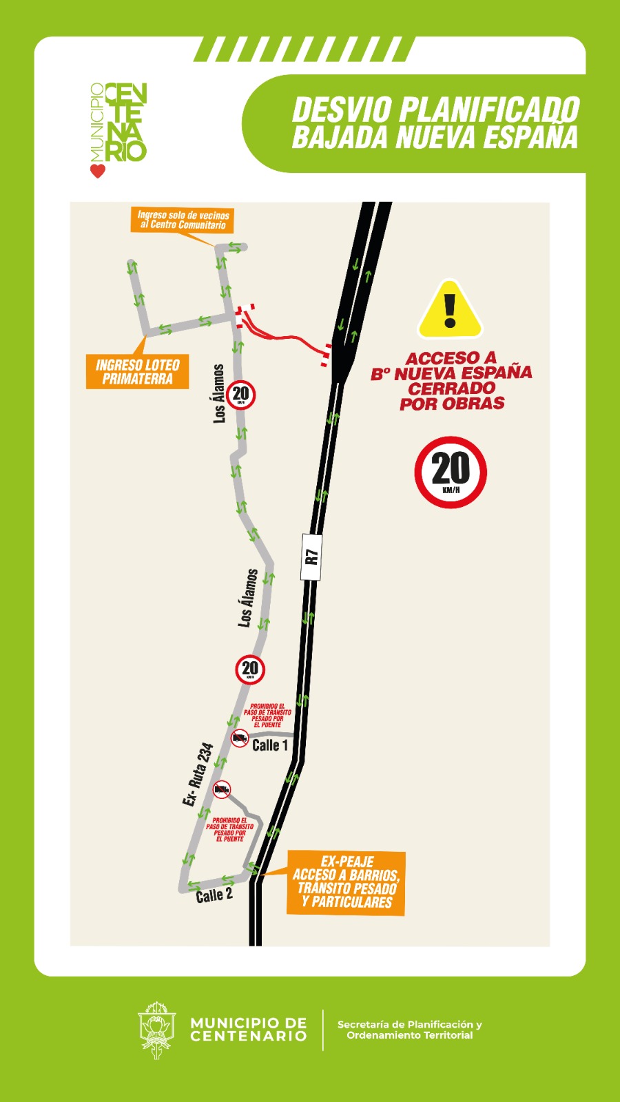 Imagen de BAJADA NUEVA ESPAÑA: MAÑANA HABRÁ NUEVOS DESVÍOS DE TRÁNSITO POR OBRAS EN EL ACCESO PRINCIPAL 