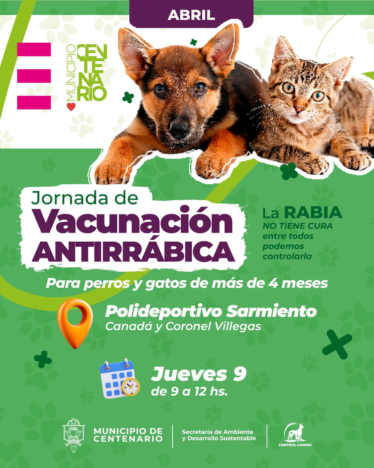 Imagen de JORNADAS GRATUITAS DE VACUNACIÓN ANTIRRÁBICA EN ABRIL