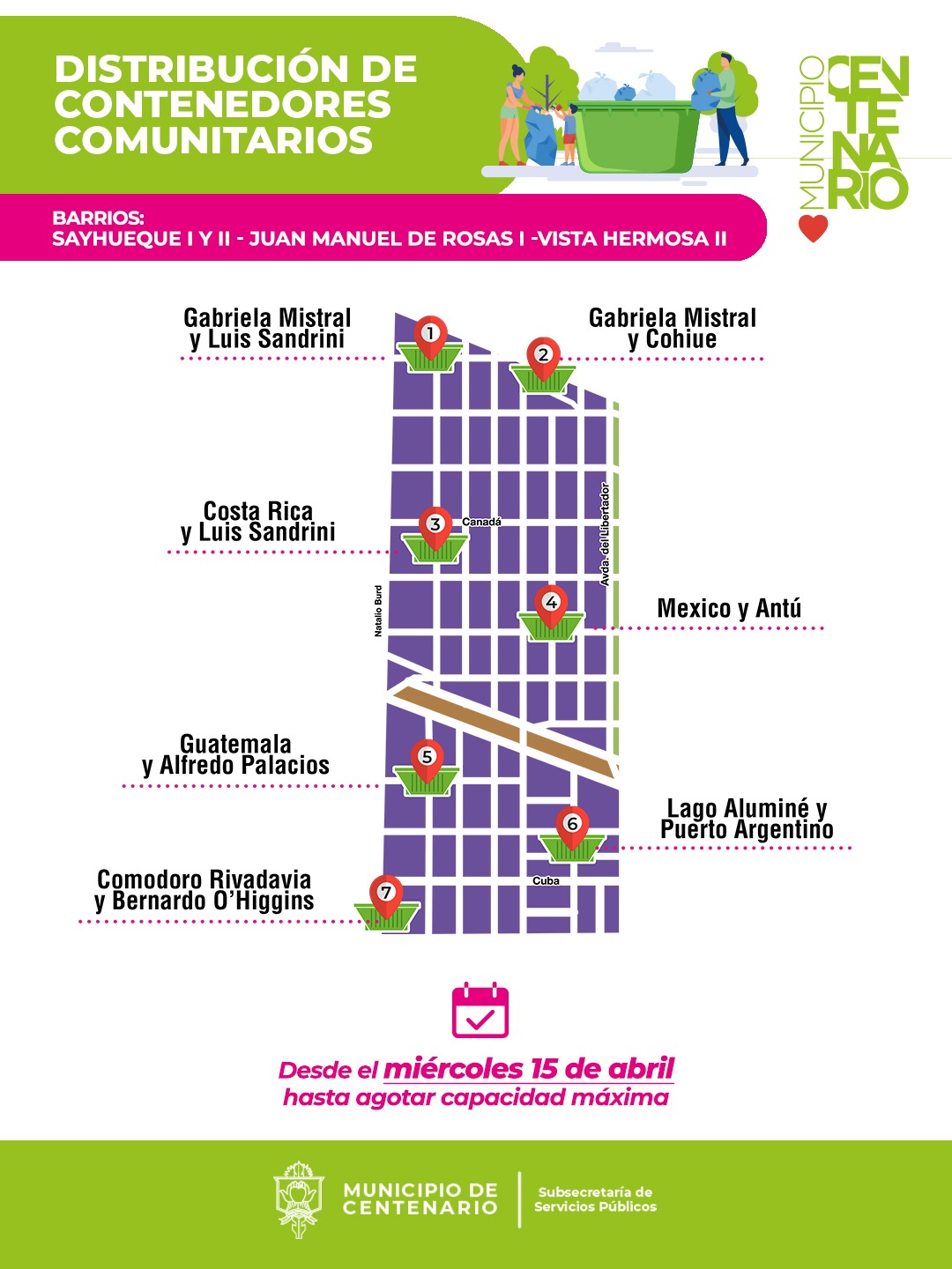 Imagen de CONTENEDORES COMUNITARIOS: ESTA SEMANA ESTARÁN EN BARRIOS SAYHUEQUE I Y II, JUAN MANUEL DE ROSAS Y VISTA HERMOSA